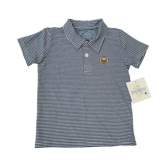 NWT Itsy Bitsy Size 4 Blue Stripe Football Polo - Picture 1 of 3